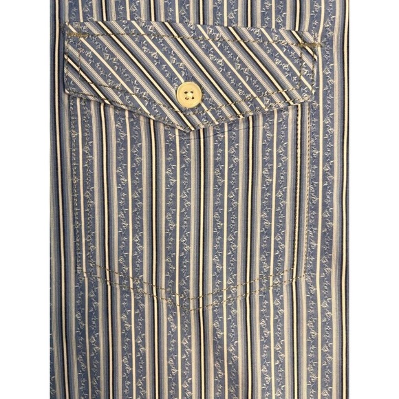BLUE Pronto Uomo Mens Button‎ Up Shirt Striped Long Sleeve Spread Collar L - Picture 2 of 8